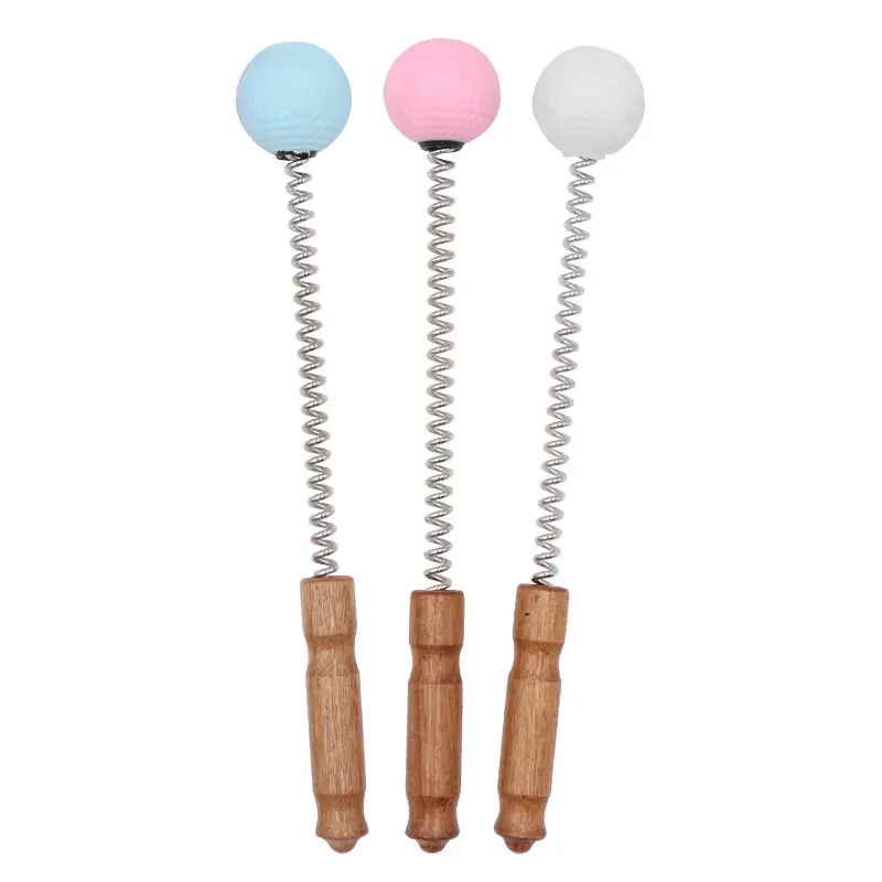 New Massage Hammer Golf Ball Spring Elastic Wood Non Slip Health Care Fatigue Relief Stress Relieve Neck Should Back Massager