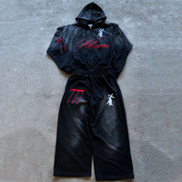 Ensemble sweat-shirt et jogging en coton 100% avec design évasé personnalisé, logo brodé, imprimé décontracté, grandes tailles, sweats à capuche pour hommes