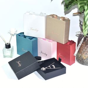 Vente chaude Nouvelle Couleur Unie Tiroir Type Bijoux Main Papier Boîte Simple Collier Anneau Bijoux Ensemble Emballage Boîte Cadeau De Vacances - Product Image 4
