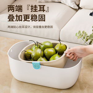 Double Layer Vegetable Washing Basin With Drain Basket Plastic Kitchen Fruit Plate Snack <b>Storage</b> For Melon <b>Seeds</b> And Fruits - Product Image 3