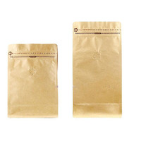 Sachets d'emballage pour café biodégradables à la pointe de la technologie, à fond plat carré, avec soufflets latéraux et fermeture éclair, en papier kraft