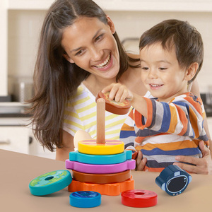 Juguete de Torre de Anillos Apilables de Madera Multicolor, 5-7 Años, Unisex, Rompecabezas de Aprendizaje de Motricidad Fina, Reconocimiento de Colores, Juguete Educativo - Product Image 6