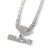 CC JEWELRY Collier avec pendentif en plaque signalétique Cz personnalisé Collier Hip Hop avec chaîne à maillons plaquée or pour femmes