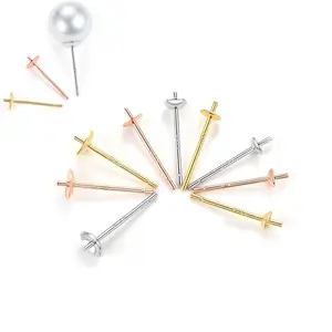 WHOLESALE BULK PRICE 925 Sterling Silver Stud Earring Pin 18k Gold Plating Silver Color DIY Accessories Silver