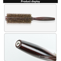 Brosse ronde pour séchage par soufflage, poils en nylon, masseur de cuir chevelu, peigne de soin des cheveux, manche rond en bois, brosse bouclée, style