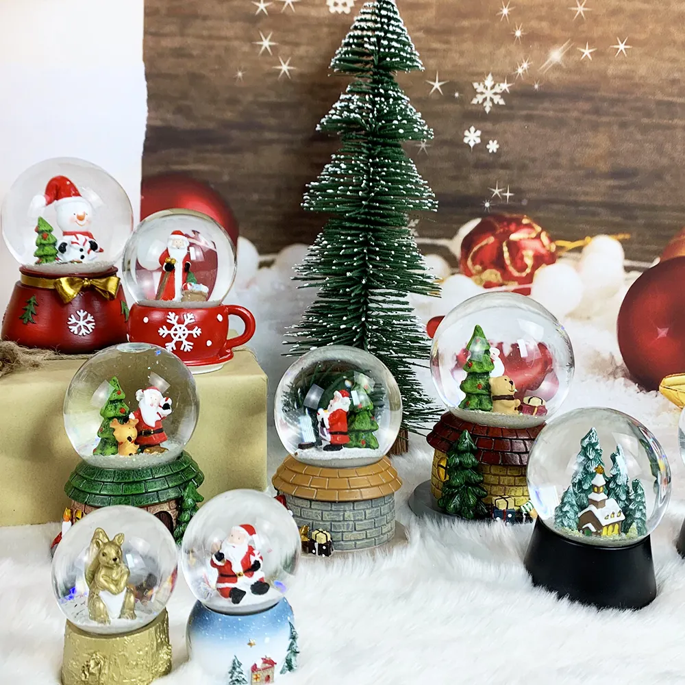 Ornamento di vetro evento natalizio ornamento invernale Santa sfera di cristallo natale regalo per bambini globo di neve