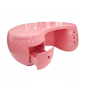Moderna mesa de recepción de fibra de vidrio para salón de belleza, mostrador rosa para tienda, diseño en forma de L para oficina, muebles de recepción personalizados - Product Image 1