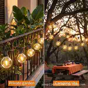 Guirlandes solaires d'extérieur G40 transfrontalières, étanches IP65, avec télécommande, lumières LED pour le camping, pour la décoration d'ambiance de la cour - Product Image 2