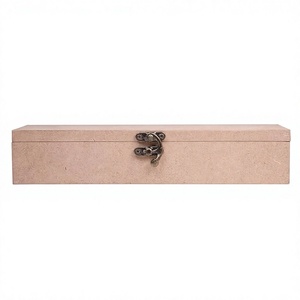 Boîte de rangement en bois rectangulaire avec couvercle à charnières, organisateur d'artisanat, boîte à bijoux, matériau MDF, couleur brun clair - Product Image 2