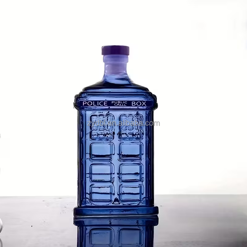 glass bottles whiskey with dispenser