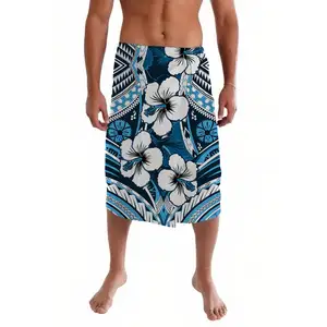 Polynesian Hibiscus Turtle Ie Faitaga Sarong for Man Tradition Ie Faitaga Drop Ship Lavalava Wholesale in Bulk Male Half Skirt