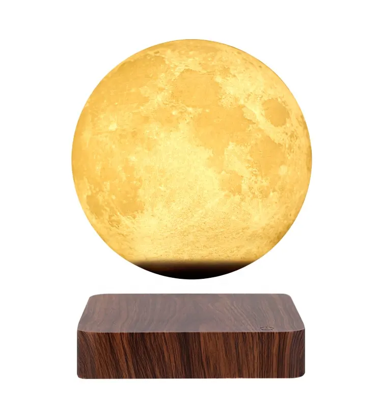 Luz de quarto LED lunar de três cores 14 cm para vendas, levitação magnética com controle de toque flutuante