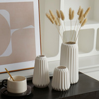 Style nordique décor à la maison en céramique blanc rayure Vase moderne minimaliste décoration fleur Vases Art moderne Europe chambre décor