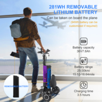 Trottinette électrique pliable TopMate ES33 en alliage d'aluminium léger à 3 roues, batterie 36V 7.8AH, fonction marche arrière, étanche, avec clé