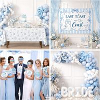 Décorations pour enterrement de vie de jeune fille 'Last Toast on the Coast' - Ensemble de vaisselle et guirlande d'arche de ballons bleus thème côtier pour enterrement de vie de jeune fille