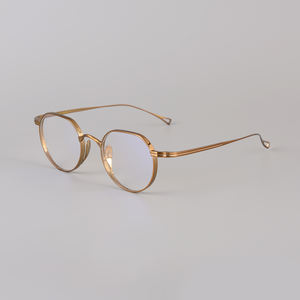 Khuyến nghị sản phẩm mới màu đen siêu nhẹ Vàng Titan tinh khiết kính khung phụ nữ Bronze Retro khung nhỏ Nam Kính mắt - Product Image 4