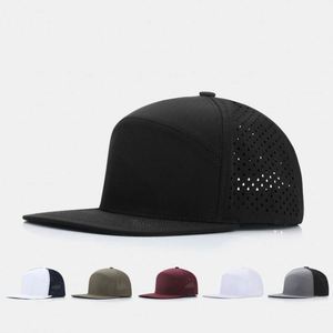 High Quality Outdoor Sport Baseball Hat Waterproof Snapback Cap Laser Cut Hole 7 Panel Snapback Cap - Product Image 1