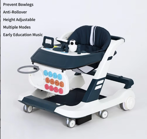 Trotteurs pour bébés vert foncé avec siège entièrement rembourré et freins à roues silencieux, aide à la <span class=keywords><strong>marche</strong></span> pour nourrissons, vente en gros d'usine - Product Image 1