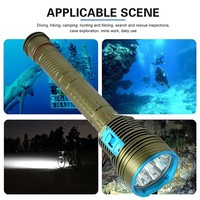 Lampe de plongée puissante à 9 LED, étanche jusqu'à 50 m sous l'eau, lampe de plongée tactique 26650, lampe de plongée en apnée, lampe de pêche sous-marine