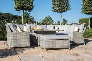 Set di Mobili da Giardino a Forma di U in Rattan Oxford <span class=keywords><strong>Royal</strong></span>, Lussuoso Set da <span class=keywords><strong>Patio</strong></span> con Tavolo e Divano, Arredamento da Esterno per Balcone con Braciere - Product Image 4