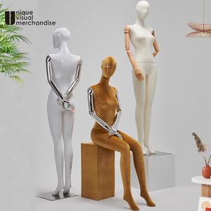 Maniquí Femenino Artificial de Tela Curva con Brazos de Madera, Maniquí de Cuerpo Completo - Product Image 1