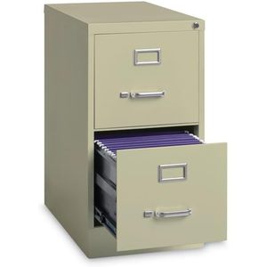 Tiroirs de classement verticaux économiques Alera, deux tiroirs, format lettre, 15 po x 22 po x 28,37 po, armoire de bureau mobile en acier, couleur beige - Product Image 1