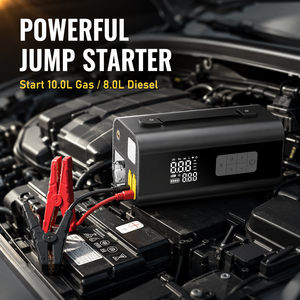 Démarreur de batterie de voiture portable 2000A avec batterie au lithium, double cylindre, gonfleur de pneus et ABS - Product Image 2