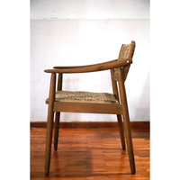 Fauteuil KAG Iris CHA02 en teck moderne et rotin synthétique, non pliable, pour salon et salle à manger, assise confortable, pour la maison