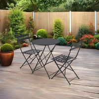 Manufacture métal pliant 3 pièces Patio carré table pliable et siège à lamelles chaise jardin ensemble extérieur Bistro table ensemble