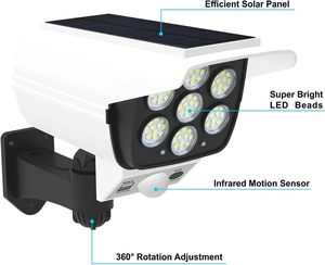 Luces Solares para Exteriores con Sensor de Movimiento, Cámara Falsa, 77 LED, Reflector Impermeable, Lámpara de Calle para Jardín, Hogar y Patio - Product Image 5