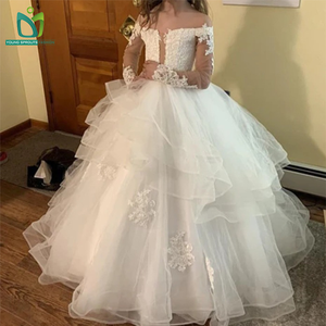 Abito Lungo Blu di Alta Qualità con Ricami Floreali e Spalle Scoperte per <span class=keywords><strong>Ragazze</strong></span> di <span class=keywords><strong>12</strong></span> <span class=keywords><strong>Anni</strong></span>, Elegante Vestito da Ballo 3D per Feste e Compleanni - Product Image 3