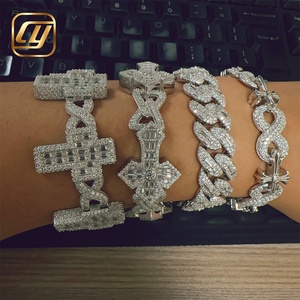 Pulsera de Plata de Ley 925 con Moissanita Certificada GRA, Joyería Fina Hip Hop, Cadena Cubana con Cruz, 13 14 25MM - Product Image 4