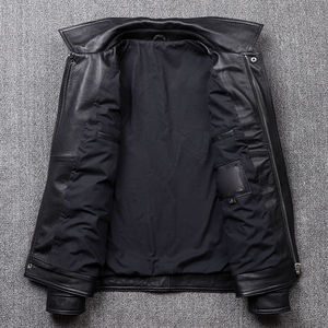 Veste de Motard Vintage Vieillie en Simili Cuir Texturé à Col Revers Style Rétro pour <span class=keywords><strong>Homme</strong></span> - Product Image 5