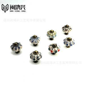 Hand Painted <b>Ceramic</b> Pumpkin Shape <b>Drawer</b> <b>Knob</b> Traditional Design Durable For Furniture Handles - Product Image 4