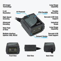 Lecteur de codes-barres logistique haute vitesse pour convoyeur AGV Cino FA480 2D à montage fixe, robuste IP54, lecteur de codes QR