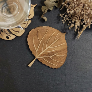 Sous-verres en bois faits à la main de haute qualité, écologiques, design classique en forme de feuille, vente chaude, meilleurs sous-verres fabriqués en Inde - Product Image 5