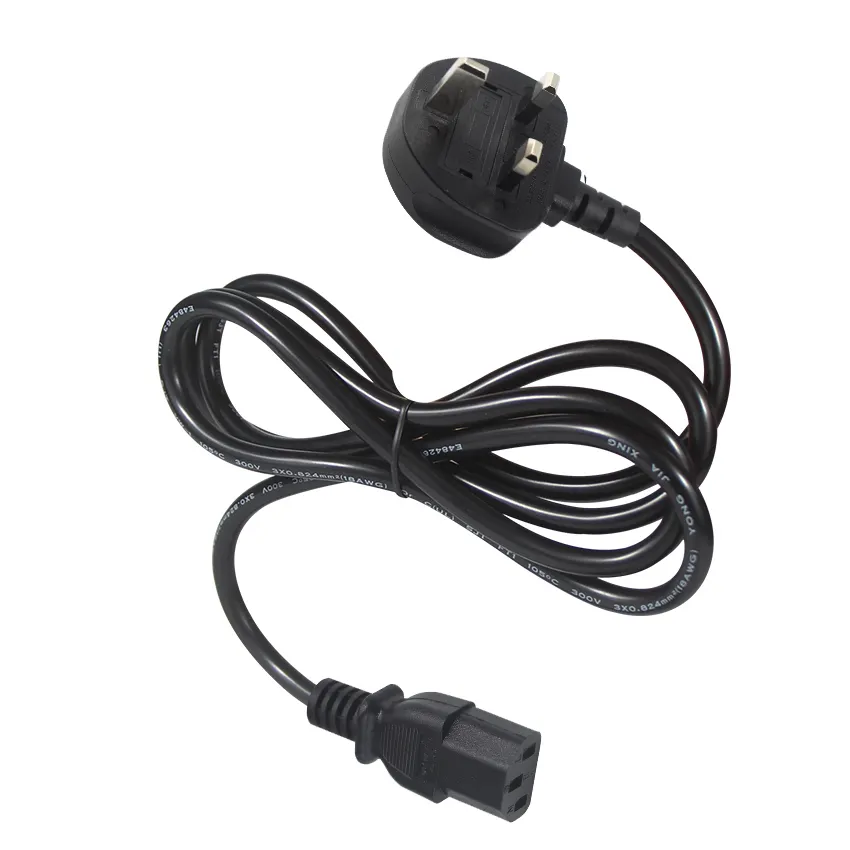 Cable de alimentación para TV IEC320 C13 a ángulo, repuesto de 3 pines, BS 1363, UK, color negro, 6 pies