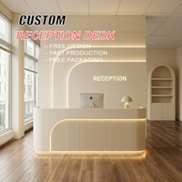 Comptoir de réception moderne pour salon de beauté, comptoir de caisse, table de réception blanche haut de gamme pour bureau, hôtel