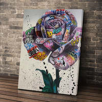 Moderne Rue Graffiti Art Rose Toile Abstraite Couleur Fleur Impression Sur Toile Mur Photos conception drop shipping