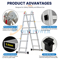 Échelle pliante multifonction en aluminium robuste avec charnières multi-articulées, portable, personnalisable avec logo – Fournisseur d'usine DIYU
