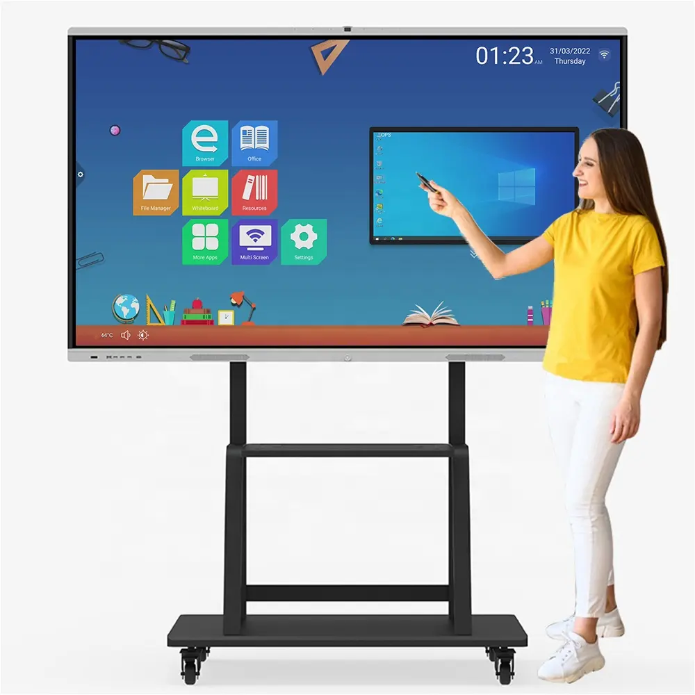 Android 11 Win10 Dual System Led Whiteboard Interactive Whiteboard Display Electronic White Board Smart Board For Classroom
