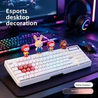 Cute Keyboard Lying Figurine Mini Desktop Ornament for Gaming Keyboard Gaming Desk Computer Accessories