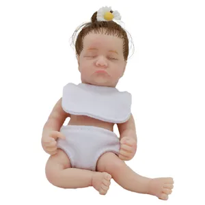 Reborn Baby Doll 6 Inch Silicone Girl Doll Mini Palm Doll Full Body Silicon for Adults Hand Made