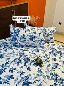 Parure de lit Rangbirangi 100% coton 110x110, imprimé feuillage, drap et taie d'oreiller respirants, qualité A, 400TC, style pastoral - Product Image 6