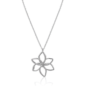 Collier pendentif fleur Amy Amy en acier inoxydable plaqué argent avec zircon cubique, bijou classique pour femme, cadeau idéal au quotidien - Product Image 3