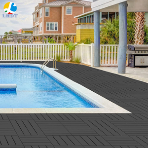 Bricolage <span class=keywords><strong>imitation</strong></span> <span class=keywords><strong>bois</strong></span> plastique imperméable plancher extérieur imbriqué Composite pont Patio terrasse carreaux - Product Image 4