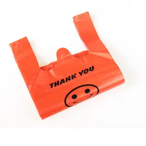 Factory Hdpe Ldpe Shopping Handbag Supermarket Promotional Biodegradable Carrier Bag T-shirt Plastic Bags With Handle