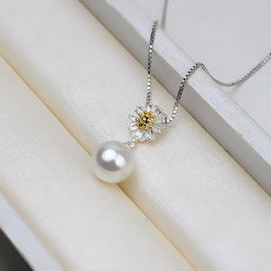 Colgante de Plata S925 con Diseño de Crisantemo Liso, con Anillo de Perlas Personalizado para Mujer, Accesorios de Joyería DIY, Bandeja Vacía Incluida - Product Image 3