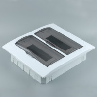 Boîtier de distribution double rangée à 12 modules, avec double couvercle transparent visible, coffret de disjoncteurs MCB en plastique