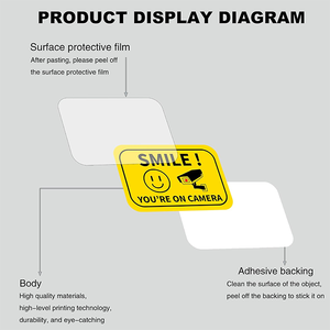 Targa in Metallo Alluminio 'Sorridi, <span class=keywords><strong>Sei</strong></span> in Telecamera' - Adesivo <span class=keywords><strong>di</strong></span> Avvertimento CCTV per Ospedali e Scuole, Segnale Temporaneo Riflettente - Product Image 5